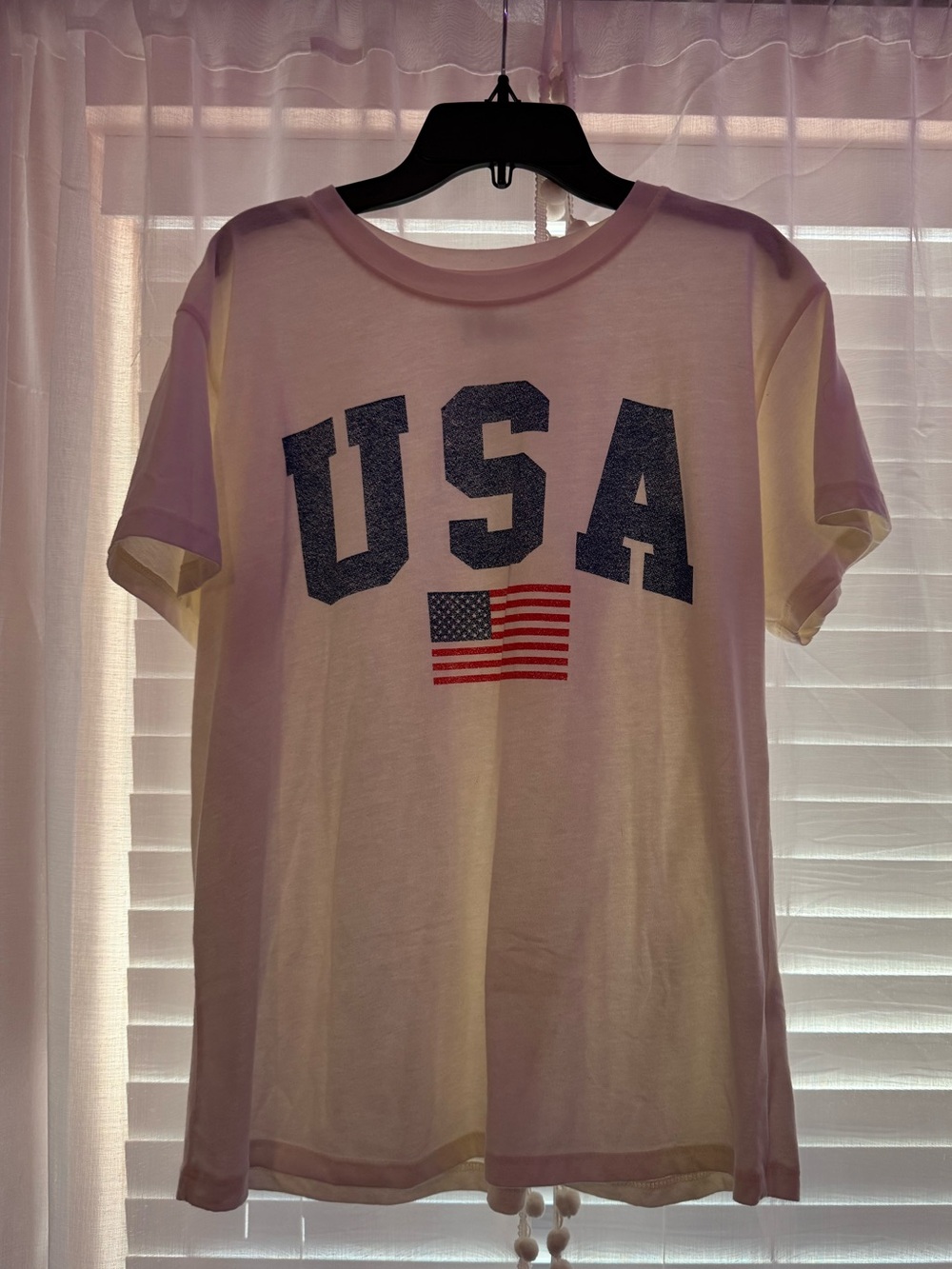 White USA Graphic Tee with Flag